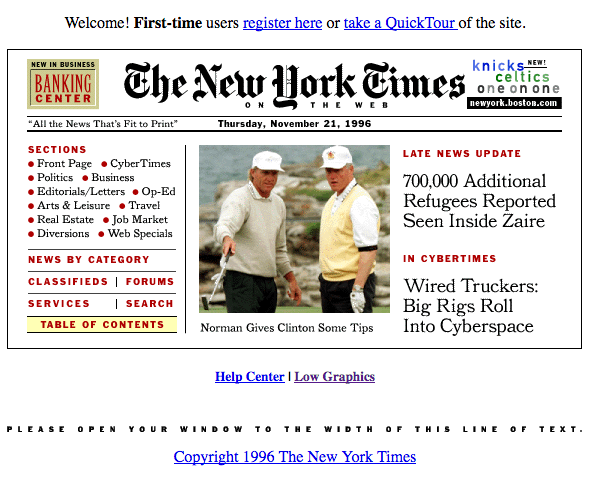 NYTimes.com homepage (1996)